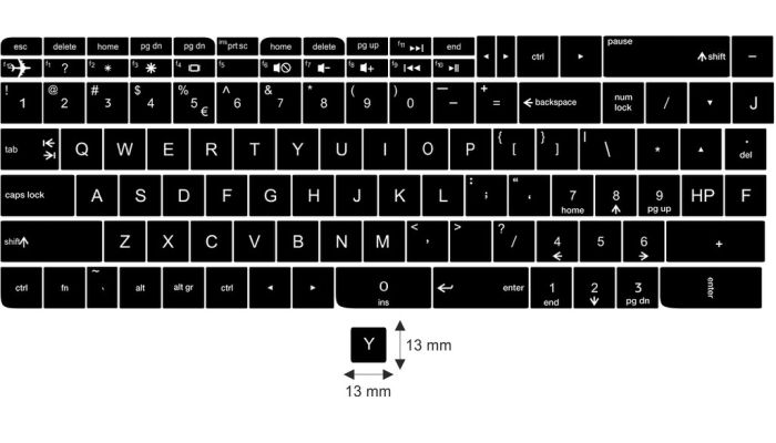 N11 Naklejki na klawiaturę HP - czarne tło - duży zestaw - 13:13mm